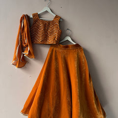 Rust Velvet Lehenga set