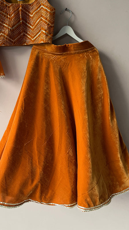 Rust Velvet Lehenga set