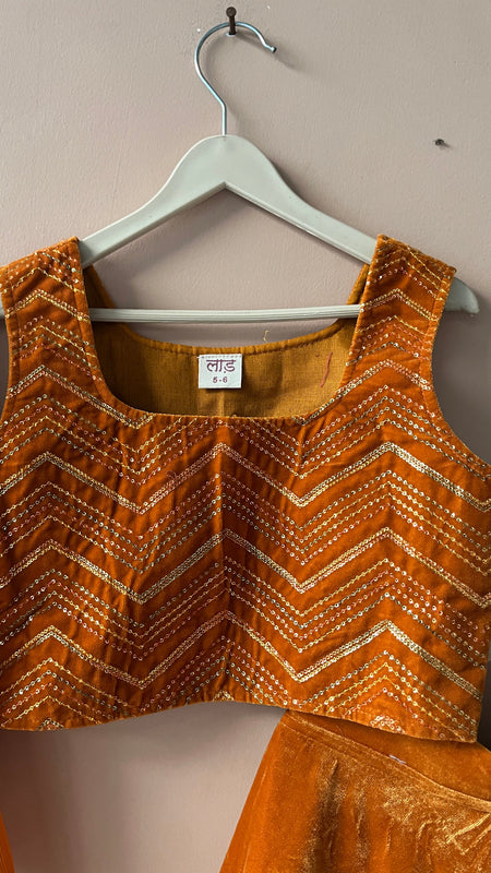 Rust Velvet Lehenga set