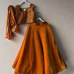 Rust Velvet Lehenga set