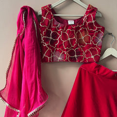 Rani Pink Velvet Lehenga set