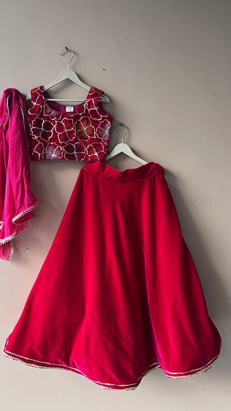 Rani Pink Velvet Lehenga set