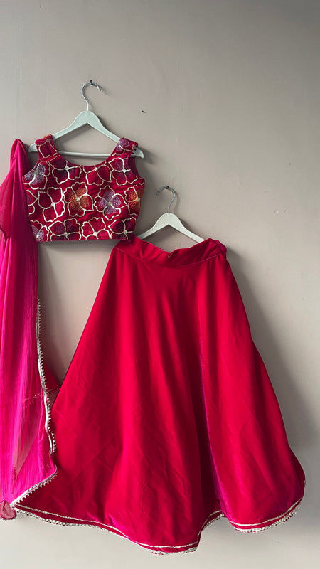 Rani Pink Velvet Lehenga set