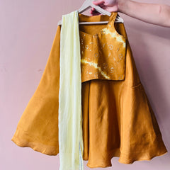 Mustard Upada Silk Tye and Dye Lehenga set