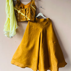 Mustard Upada Silk Tye and Dye Lehenga set