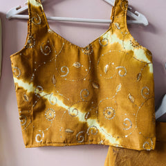 Mustard Upada Silk Tye and Dye Lehenga set