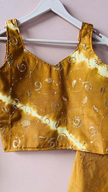 Mustard Upada Silk Tye and Dye Lehenga set