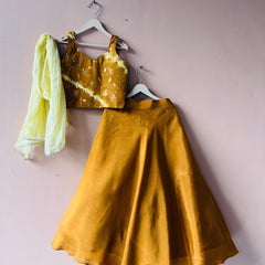 Mustard Upada Silk Tye and Dye Lehenga set