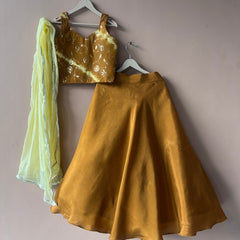 Mustard Upada Silk Tye and Dye Lehenga set