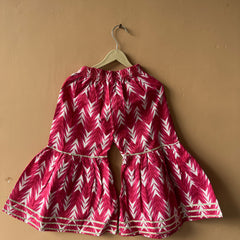 Pink Cotton Kurta Garara Dupatta Set