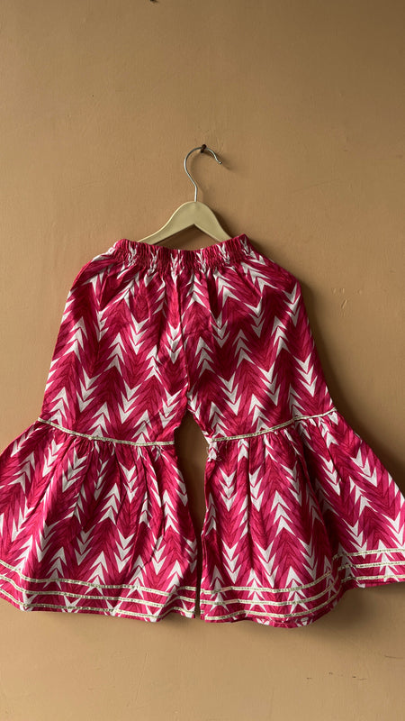 Pink Cotton Kurta Garara Dupatta Set