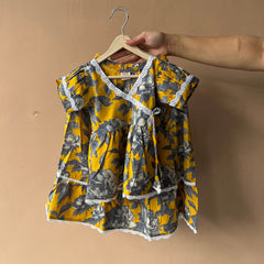 Yellow Grey Floral Print Coord set