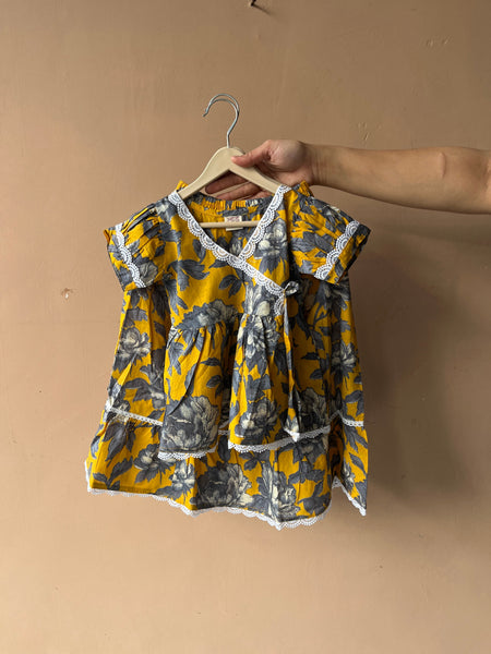 Yellow Grey Floral Print Coord set