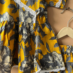 Yellow Grey Floral Print Coord set
