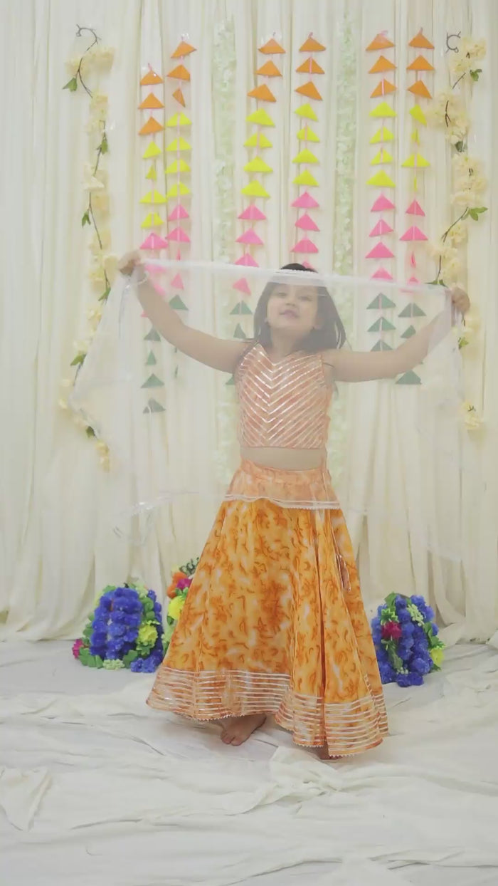 Orange Shibori Kota doriya Lehenga set